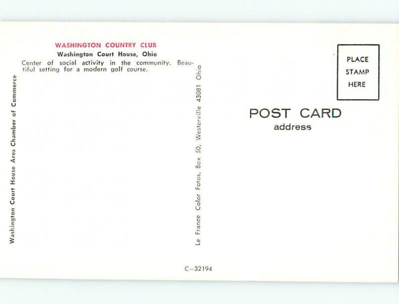 Unused Pre-1980 GOLF AT COUNTRY CLUB Washington Court House Ohio OH v5389