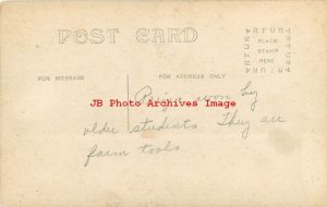 Unknown Location, Asian Men, RPPC, Prizes Won by Students, Farm Tools
