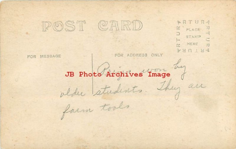 Unknown Location, Asian Men, RPPC, Prizes Won by Students, Farm Tools