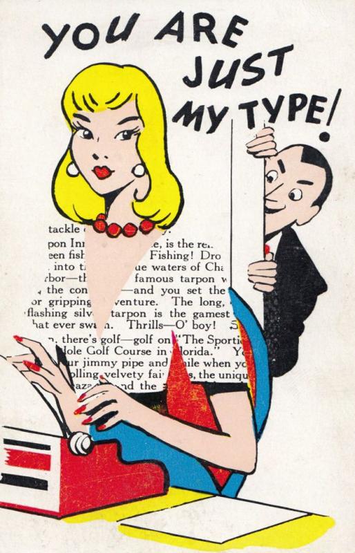 You Are Just My Type Typist Comic Humour Dating Secretary Postcard