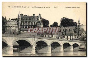 Postcard Old Amboise I and L and the Chateau Loire