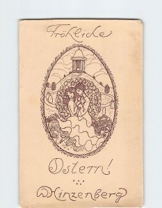 Postcard Fröhliche Ostern Whinzenberg with Lovers Flowers Art Print