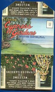 Cypress Gardens Florida fl linen postcard folder