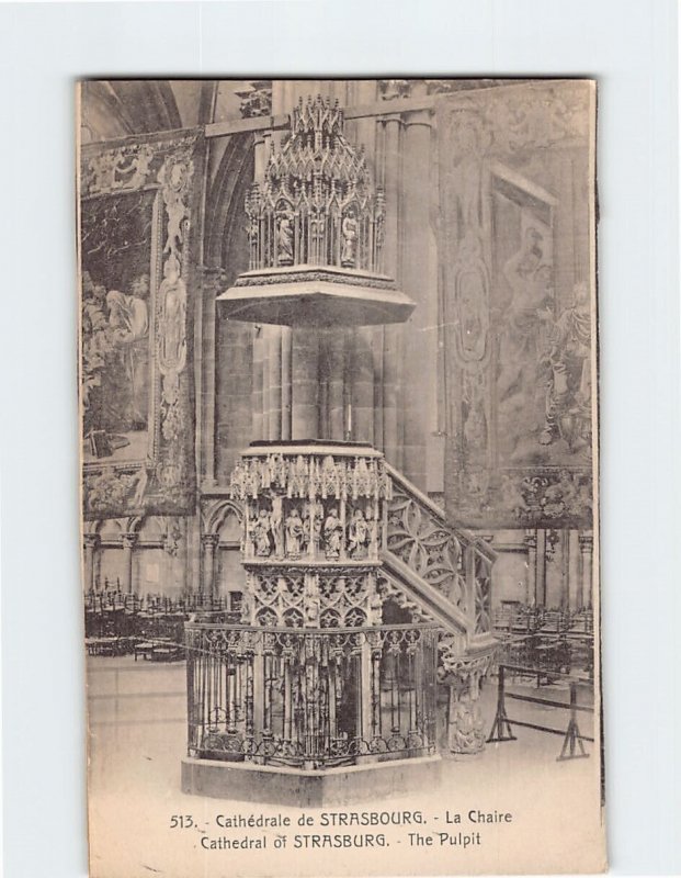 Postcard The Pulpit, Cathedral of Strasbourg, France