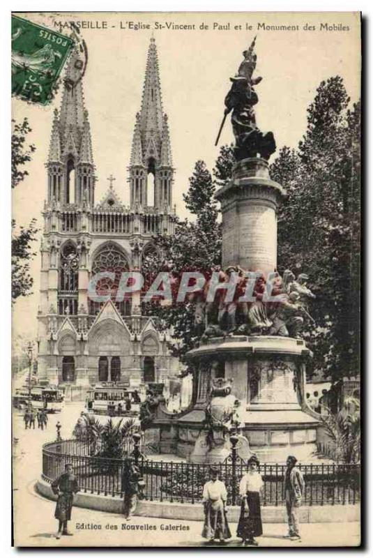  Ansichtskarten-Marseille-Kirchen-St. Vincent von Paul und von Monument der Mobi