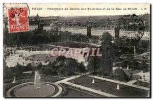 Paris Old Postcard view of the Tuileries Garden and the rue de Rivoli