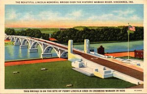 Indiana Vincennes Lincoln Memorial Bridge Over Wabash River Curteich