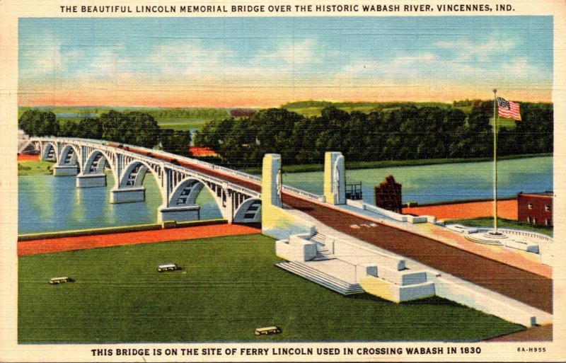 Indiana Vincennes Lincoln Memorial Bridge Over Wabash River Curteich