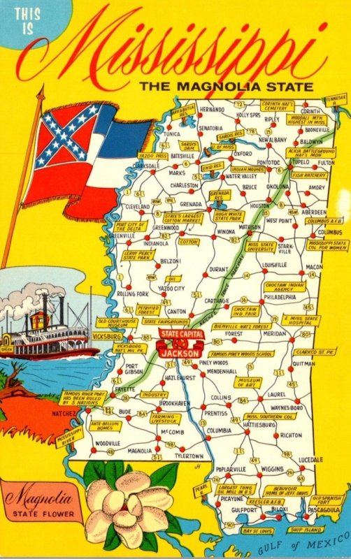 Map Of Mississippi The Magnolia State
