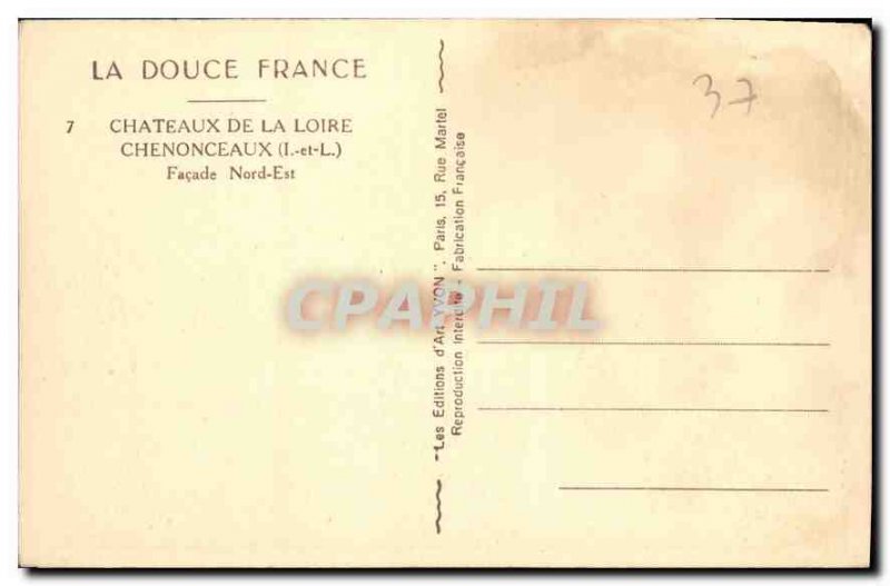 Old Postcard Chateau de Chenonceau Loire Facade North East