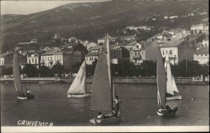 Crikvenika Croatia Sailboats Boats Real Photo Vintage Postcard