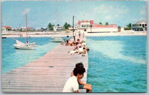 San Pedro Belize British Honduras 1960s Postcard Ocean Dock Boats Ambergris Caye
