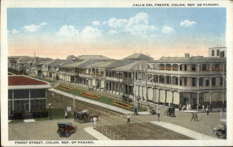 Front Street - Panama c1920 Postcard