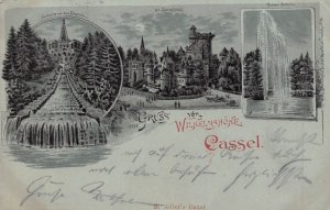 GRUSS von CASSEL WILHELMSHOHE GERMANY~1900 ROSENBLATT MULTI IMAGE POSTCARD