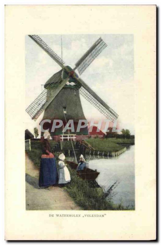 Postcard Old Windmill De Watermolen Volendam