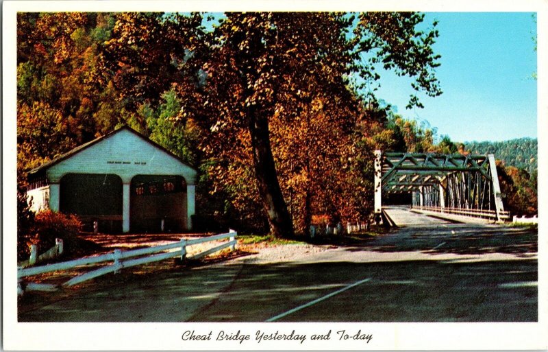 Cheat Bridge Yesterday Today Old New West Virginia Ektachrome Russel Postcard 