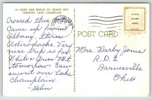 Vintage Vermont Postcard -  Sand Bar Bridge  Lake Champlain
