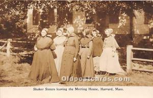 Shaker Sisters leaving the Meeting House real photo Harvard, Massachusetts, M...