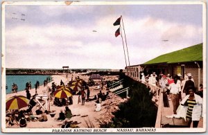 1931 Paradise Bathing Beach Nassau Bahamas Posted Crowd Bathers Postcard