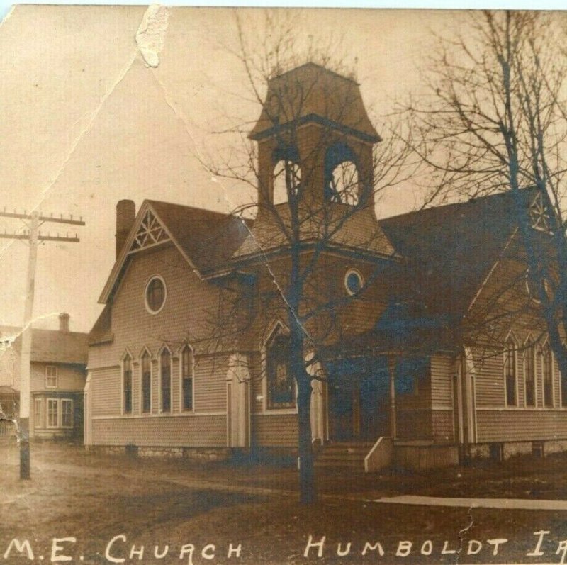 1910s Humboldt IA Methodist Church RPPC Building Real Photo WS King Telegraph A4