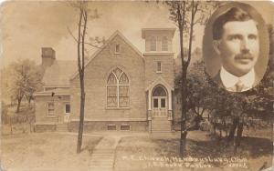 E91/ Hendrysburg Ohio RPPC Postcard c1910 Belmont M.E. Church Bever Pastor