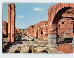 Postcard Vesuvius Street and castellum Aquae, Excavations, Pompei, Italy