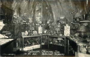 Postcard RPPC 1940s California Redwood Interior Chimney Tree Cart Ray 23-13209