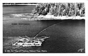 KETCHIKAN, ALASKA AIR VIEW OF FLOATING SALMON TRAP RPPC REAL PHOTO POSTCARD