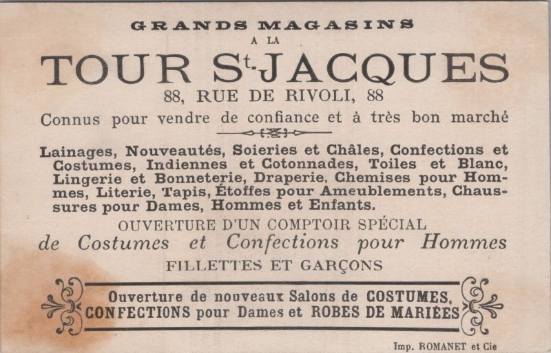 Victorian Trade Card Tour St. Jacques Rabelais L1