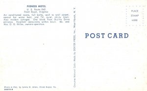 Vintage Postcard Pioneer Motel Rooms Bath Restaurant Front Royal Virginia Lewis