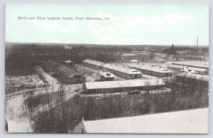 Military~Birds Eye View~Looking South~Fort Sheridan Illinois~Wintertime View~Vtg