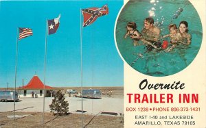 1960s Amarillo Texas Overnite Trailer Inn Swimming Pool  Postcard 25-7615