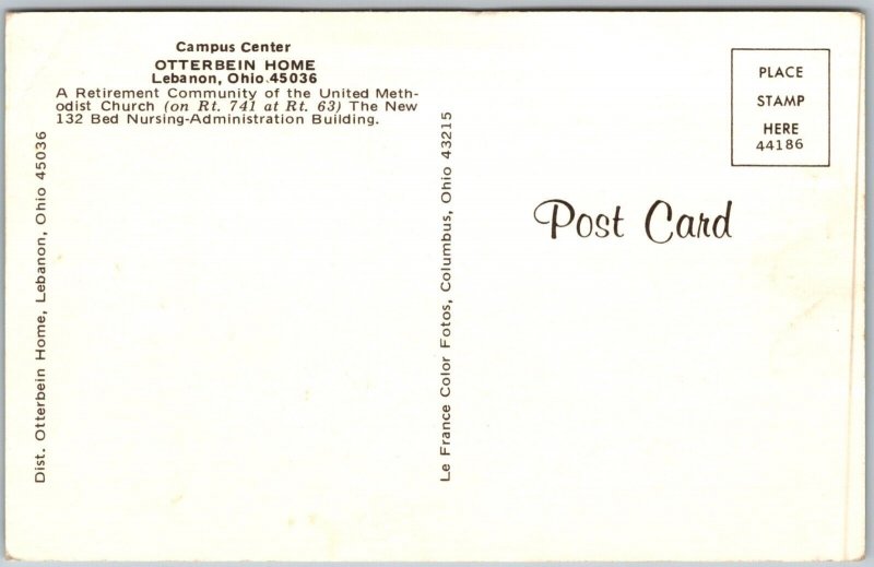Campus Center, Otterbein Home, Lebanon, Ohio - Postcard 