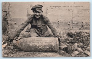 WWI German Army Soldier Artillery Shell Postcard