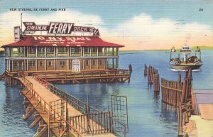 Vergennes VT Streamline Ferry Dock Here, Linen Postcard