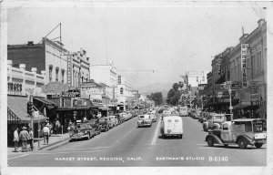 H89/ Redding California Postcard RPPC c1940s Market Street Stores  3
