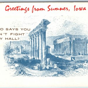 c1950s Sumner, IA Greetings from Roman Greek Ruins Comic Serious Postcard A234