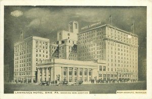 Anshutz Autos Lawrence Hotel Erie Pennsylvania Postcard 10635