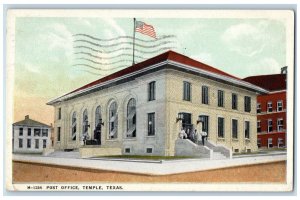 1940 Post Office Exterior Building Street Road Temple Texas Fred Harvey Postcard