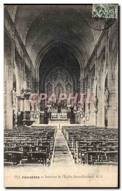 Old Postcard Fougeres Interior of I Church of St Leonard