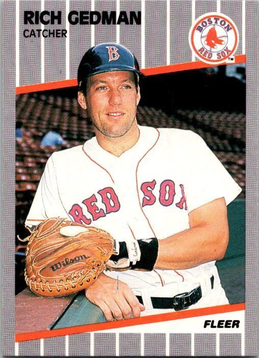 1989 Fleer Baseball Card Rich Gedman Boston Red Sox sk2835