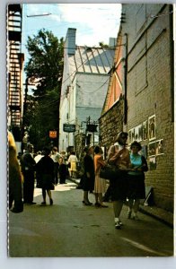 Sidewalk Art, Rue Du Tresor, Quebec City, Vintage Chrome Postcard #1