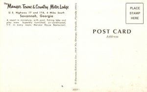 Vintage Postcard Manger Towne And Country Motor Lodge Resort Savannah Georgia GA
