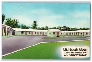 c1940 Mid-South Motel & Restaurant Cottages Signage Jackson Mississippi Postcard