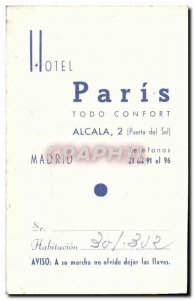 Card Hotel Madrid Paris Hotel Alcala