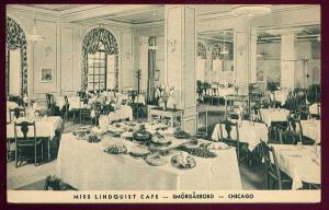 Miss Lindquist Cafe *SMORGASBORD* Chicago 1939 Postcard F4