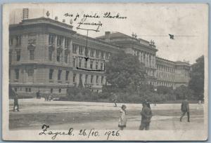 ZAGREB CROATIA 1926 ANTIQUE REAL PHOTO POSTCARD RPPC w/ STAMPS Yugoslavia