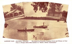 Vintage Postcard View Lakeside Park Milford Build A Better Community Indiana IND