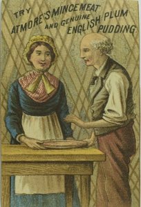 Lote de 4 cartas colecionáveis Atmore's Pudim de carne e ameixa inglesa P113 da década de 1880-