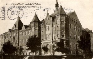 Freeport, Illinois - A view of the St. Francis Hospital - in 1910